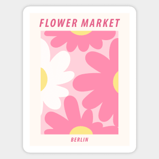 Flower market, Berlin, Danish pastel aesthetic, Vibrant art, Cute pink flowers, Groovy Sticker